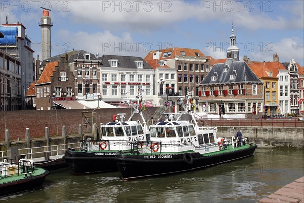 Pilot boats in the harbor