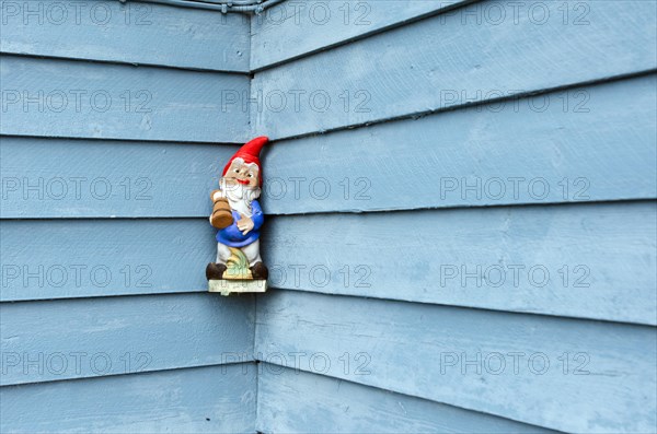 Garden gnome on the wall of the German research station in Ny Alesund