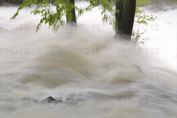 Waterfall on the Selke River during a flood