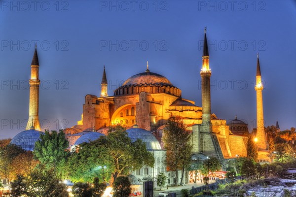 Illuminated Hagia Sophia at night