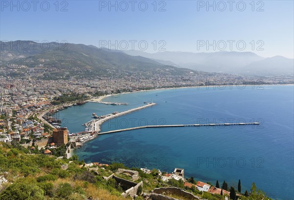 Historic town centre of Alanya with the port and Kizil Kule or Red Tower