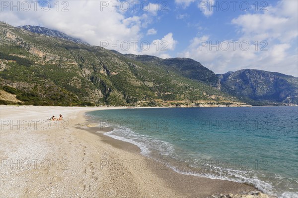 Beach of Ölüdeniz with Mt Baba Dagi