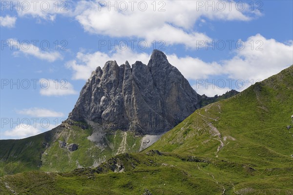 Oefner Joch pass and Hochweissstein Mountain or Monte Peralba in Friaul