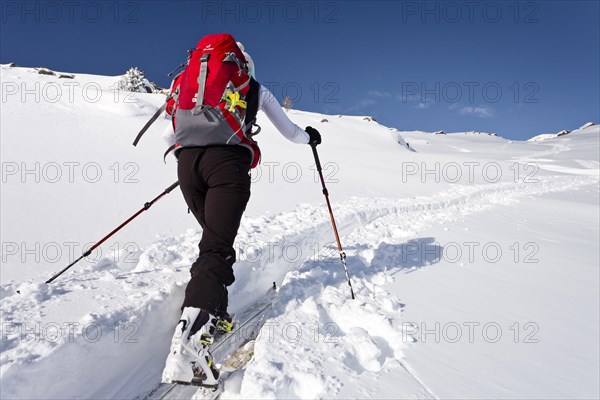 Cross country skier ascending Juribrutto Mountain