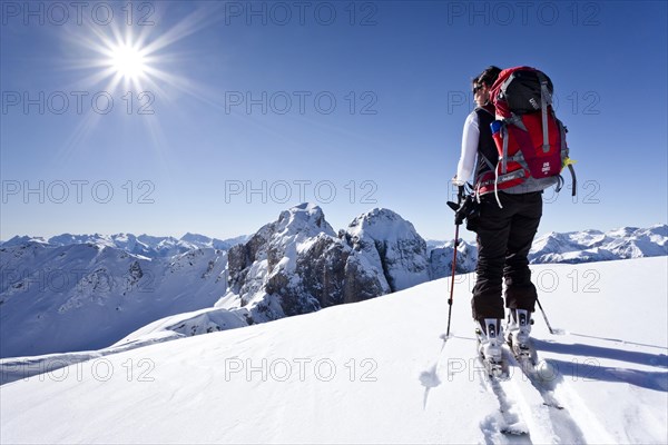 Cross country skier on Cima Undici Mountain