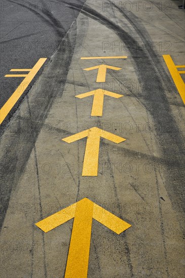 Markings in the pit lane during testing at the Circuit de Catalunya or Circuit de Barcelona