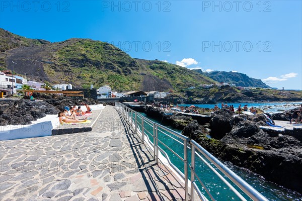 Seawater swimming pool in lava