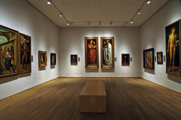 Exhibition space with replicas of famous paintings by Albrecht Duerer