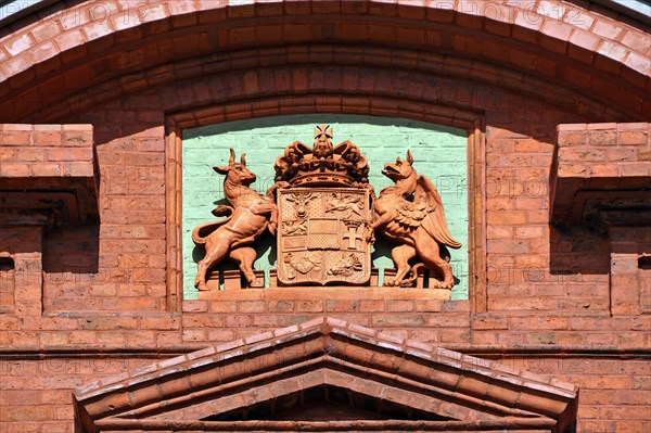 Coat of arms of the Free State of Mecklenburg-Schwerin on the City Hall