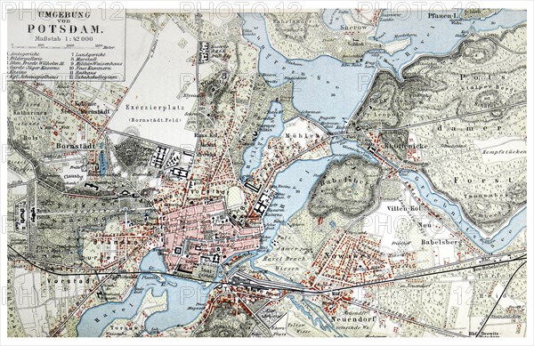 Map of the area surrounding Potsdam