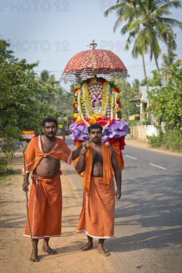 Procession of Hindu pilgrims in honor of a local patron goddess