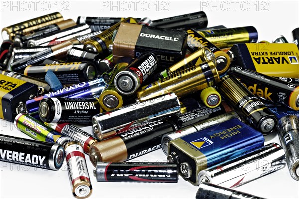 Old used alkaline batteries