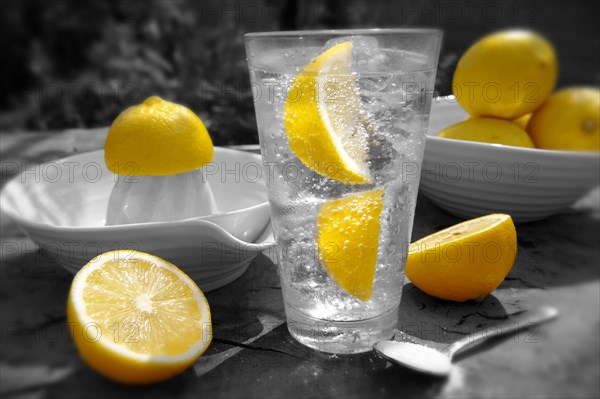 Home-made lemonade with freshly squeezed lemons