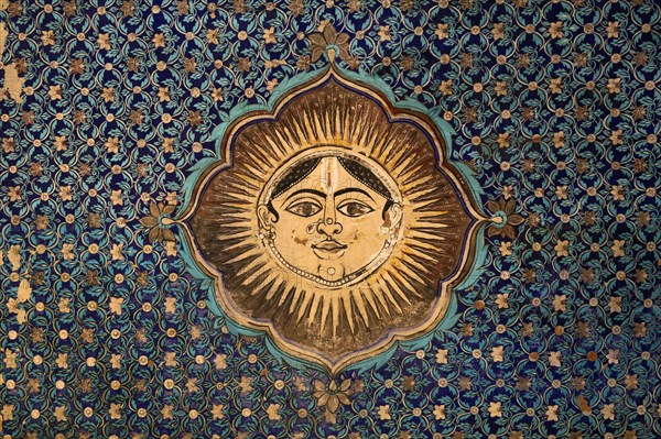 Ornate mural in Bundi Palace