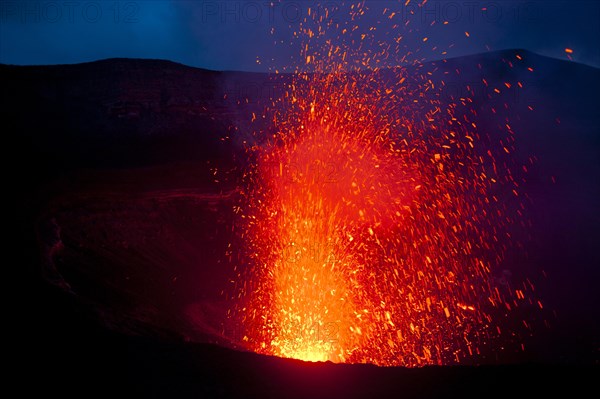 Volcanic eruption of Mount Yasur volcano