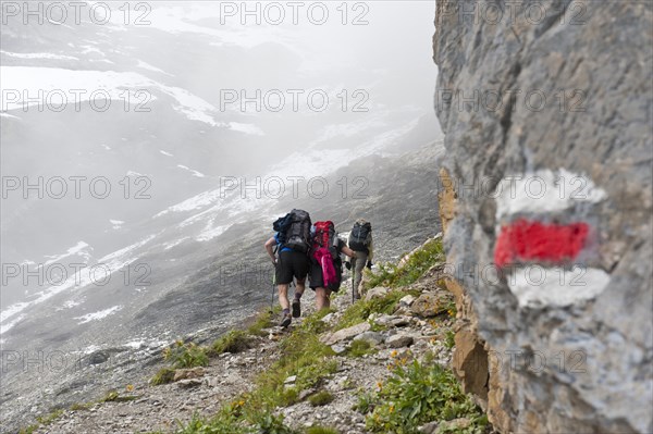 Red and white markings on rocks