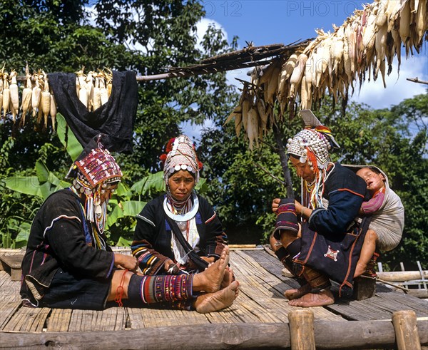 Akha women in a mountain village