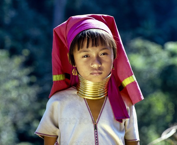 Girl of the Padaung mountain tribe