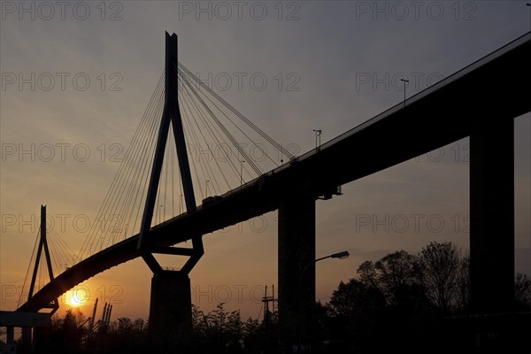 Koehlbrandbruecke bridge at sunset