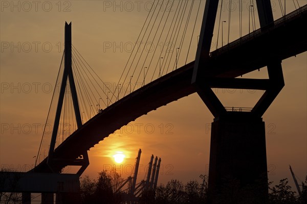 Koehlbrandbruecke bridge at sunset