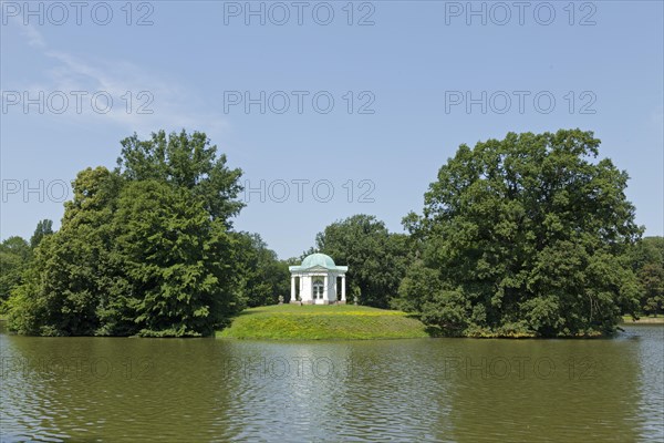 Schwaneninsel or Swan Island with a temple