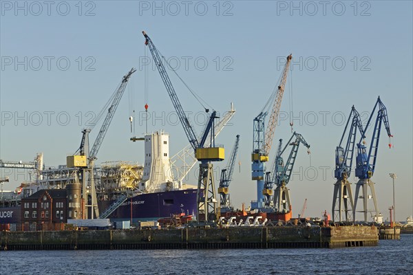 Blohm and Voss Shipyards with gantry cranes