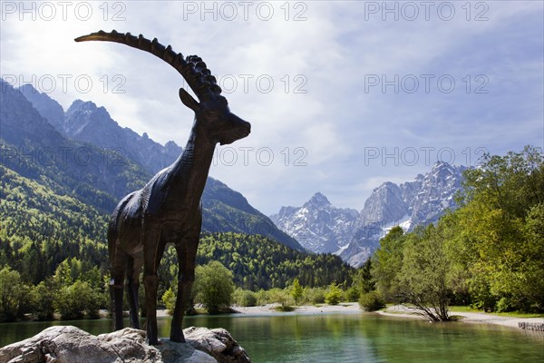 Capricorn sculpture on Lake Jasna in Triglav National Park