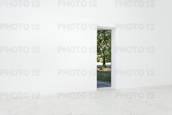 View through a doorway in a wall