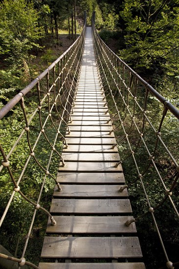Suspension bridge along the Waldskulpturenweg forest sculpture trail