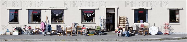 Thrift shop with displays outside