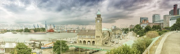 Panorama of St. Pauli Landing Bridges