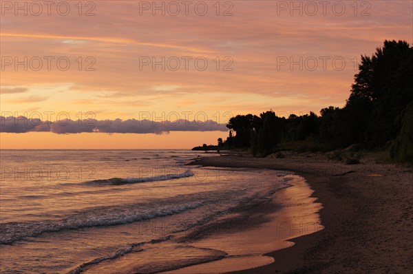 The coast at sunset at Lake Huron