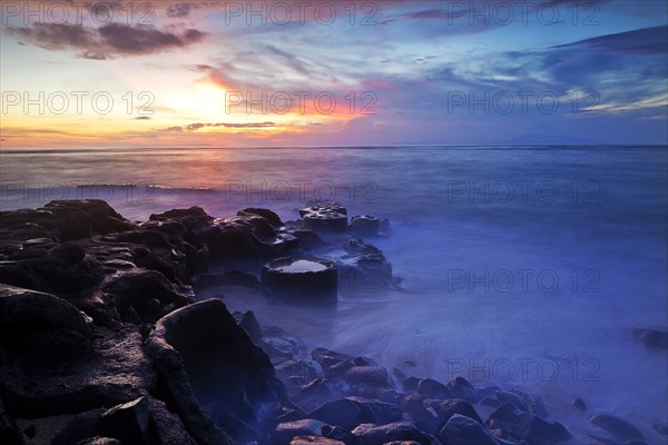 Coastal landscape after sunset