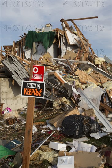 Debris from destruction of a seaside community by Hurricane Sandy