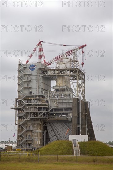 A rocket engine test stand at NASA's Stennis Space Center