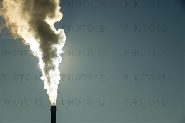Smoking chimney of a modern biomass-fired power station