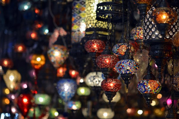 Typical stained glass lanterns or lamps