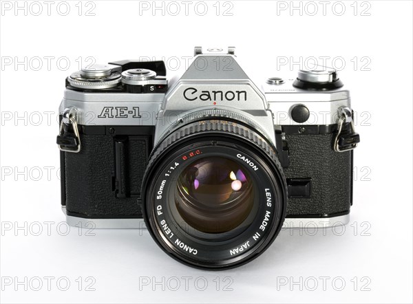 Analogue SLR Canon AE-1 with a FD 50mm 1:1.4 S.S.C. lens