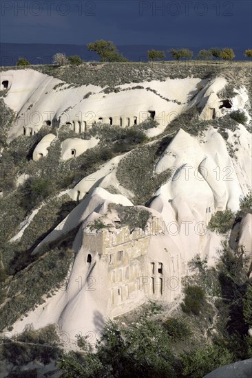 Tufa formations with cave dwellings