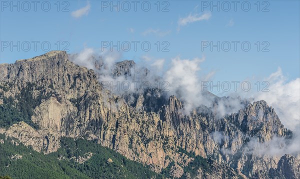Cliffs and rocks in front of clouds
