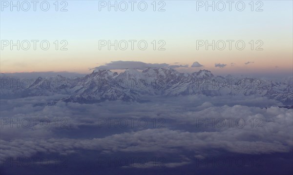 Mountain peaks at dusk