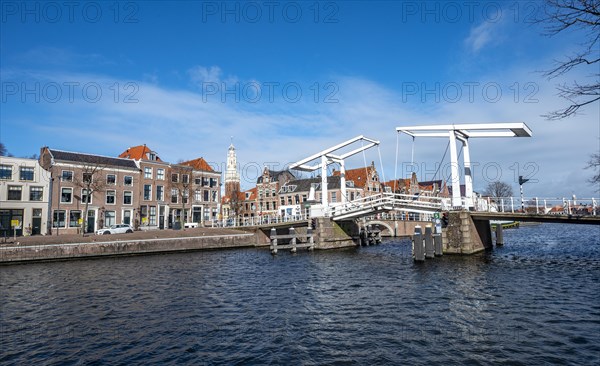 Drawbridge Gravestenenbrug over river Binnen Spaarne