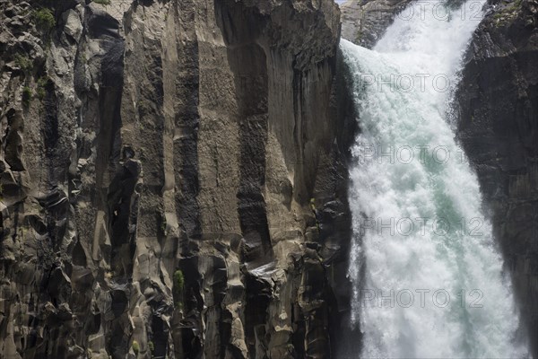 Basalt walls with waterfall Salto de Arco Iris