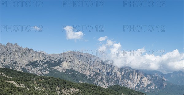 Cliffs and rocks in front of clouds