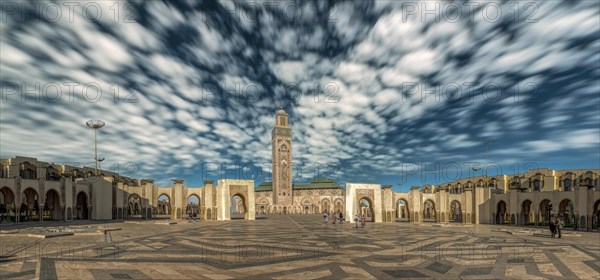 Mosque Hassan II with cloudy sky