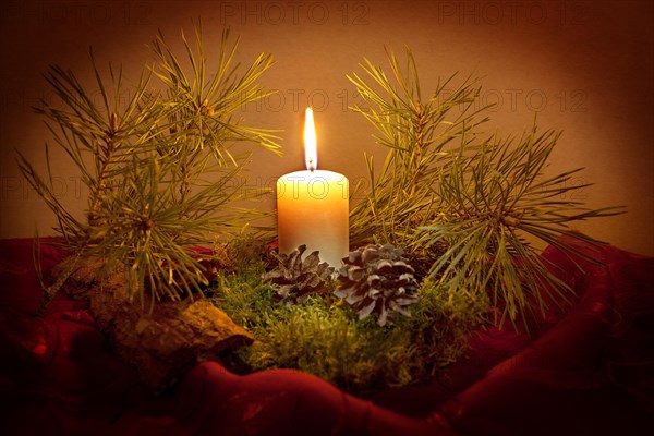 Christmas still life with candlelight