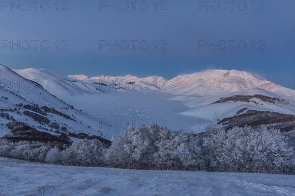 Piano Grande of Castelluccio di Norcia at sunset in winter