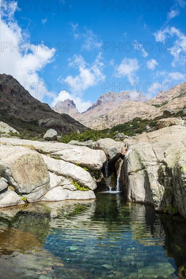 Pool with a small waterfall in the mountains