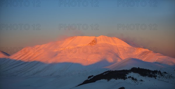 Mount Vettore at sunset in winter