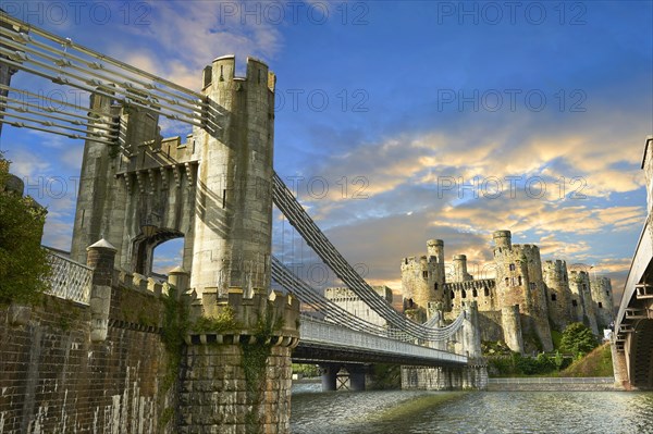 The medieval Conwy Castle or Conway Castle